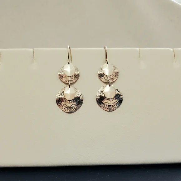 Silpada Sterling Dangle Textured Discs Earrings - Picture 12 of 15